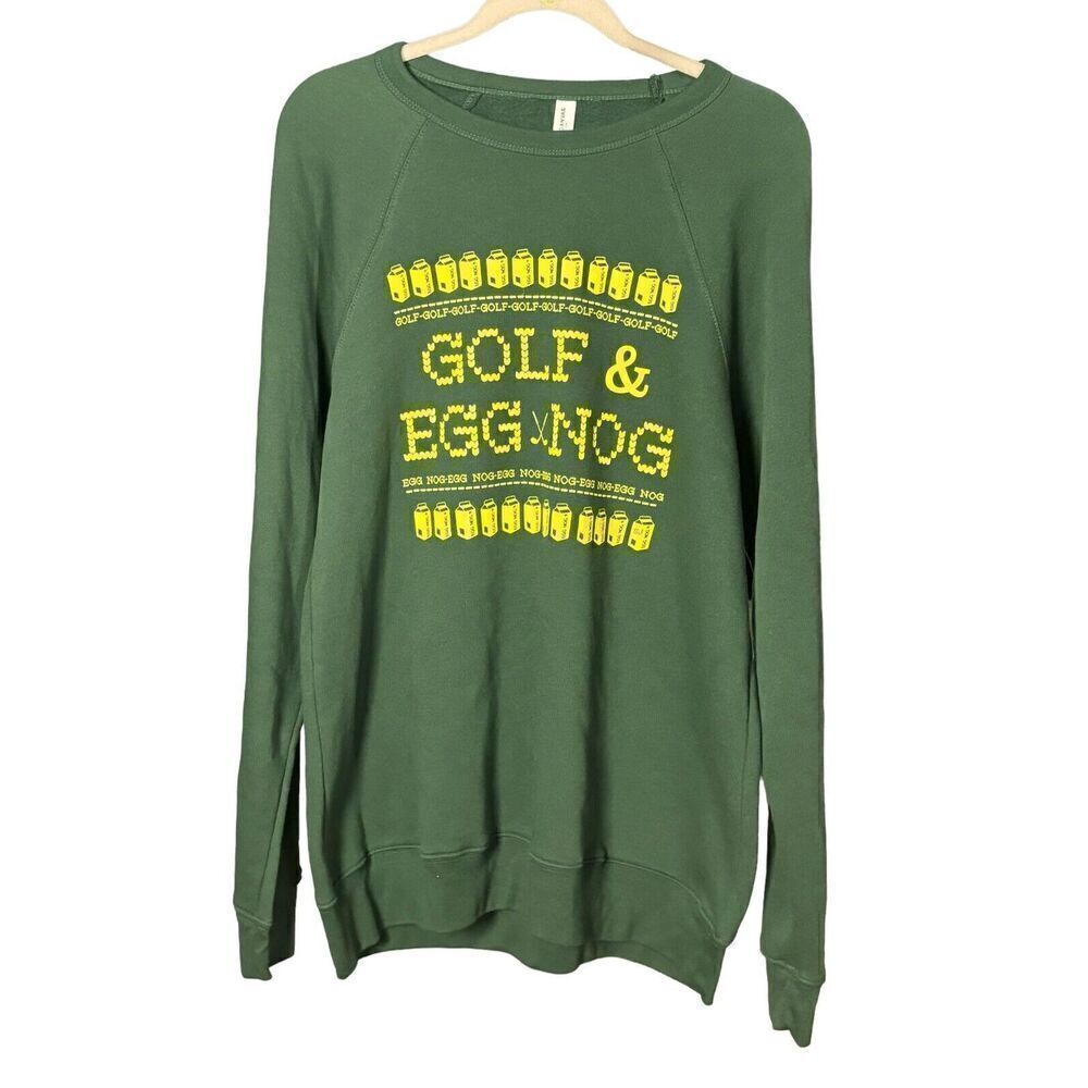 New Golf and Eggnog Sweater Size XL Unisex Holiday Green Funny Gift Novelty - Picture 8 of 8